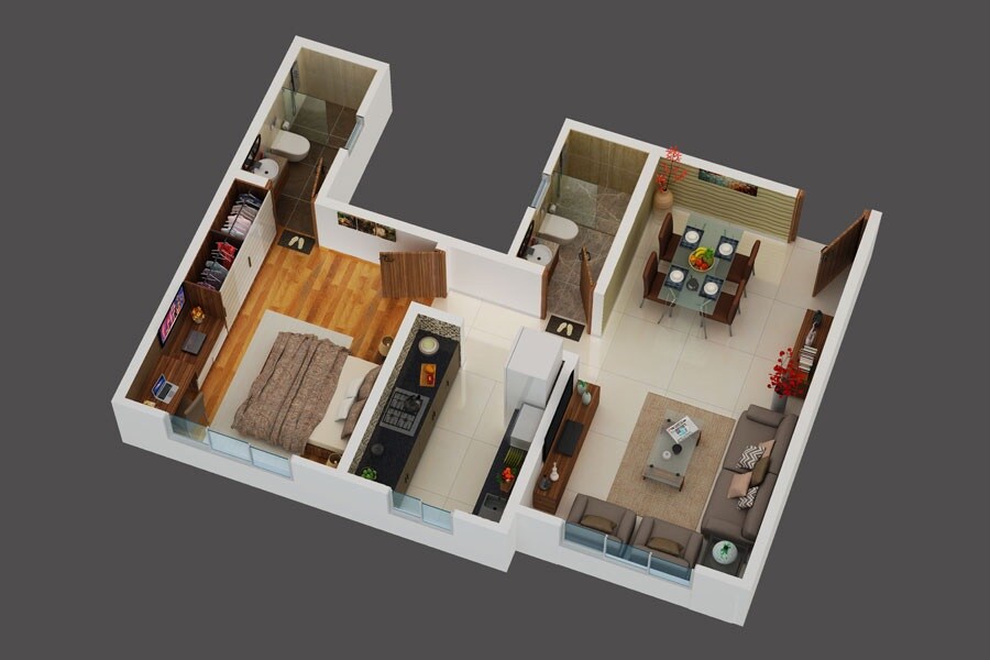 Floor plan of 1 BHK 477 Sq. Ft. Apartment in Anchor Residency, Mumbai