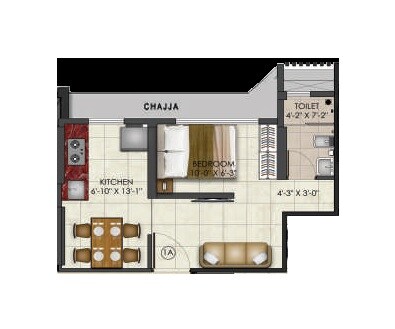 Floor plan of 1 BHK 282 Sq. Ft. Apartment in Ani Anu Sri Balaji Enclave, Mumbai
