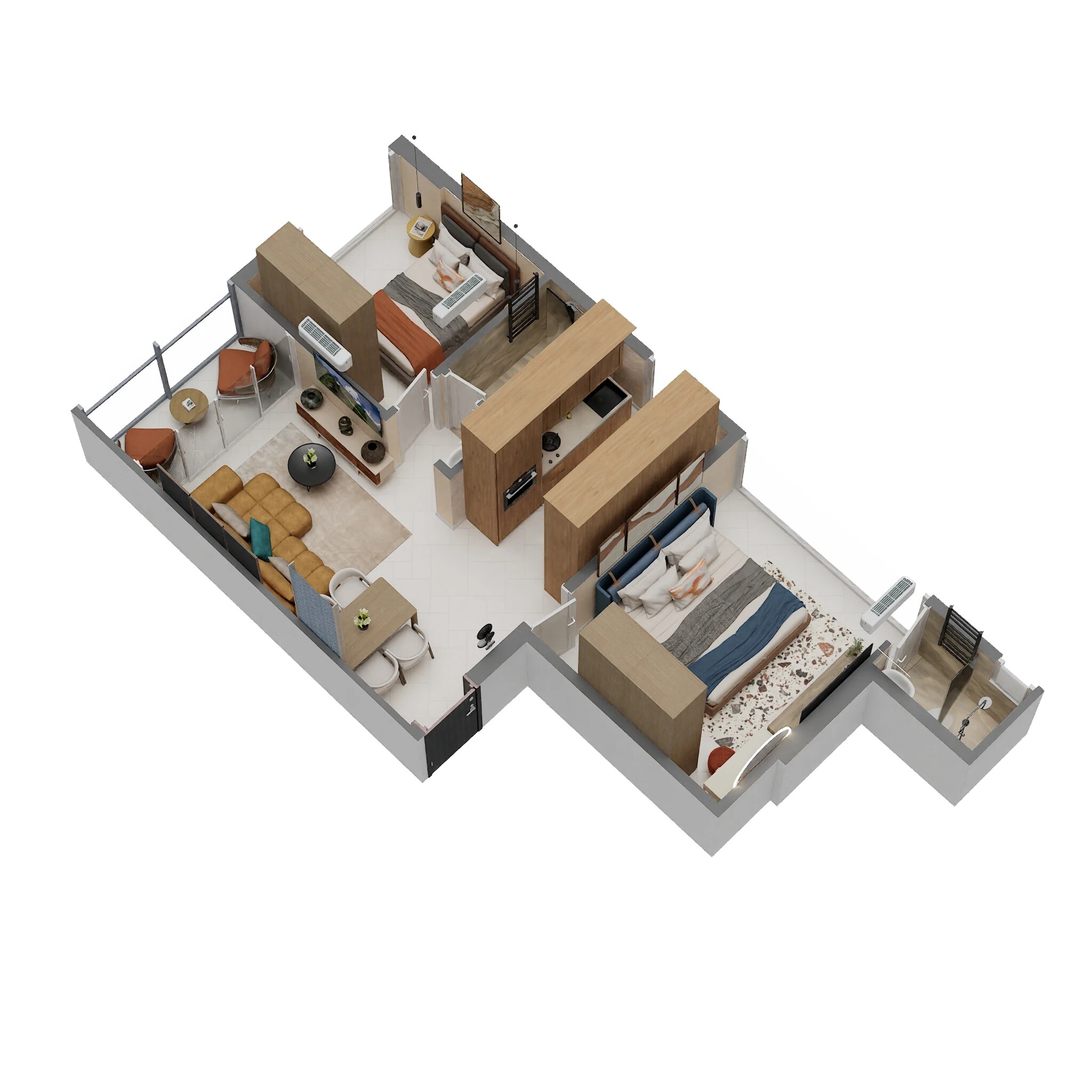 Floor plan of 2 BHK 554 Sq. Ft. Apartment in ANJ Ananda Anushasan CHS, Mumbai