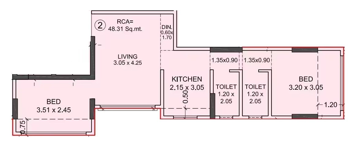 2 BHK 520 Sq. Ft. Apartment