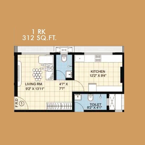 Floor plan of Studio - 312 sq. ft. in Anon Avenue, Mumbai