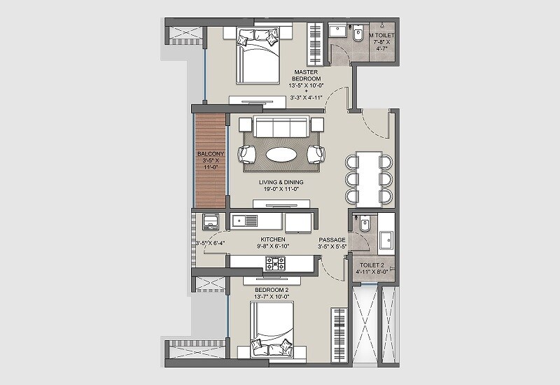 2 BHK 773 Sq. Ft. Apartment