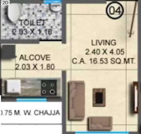 Floor plan of 183 Sq. Ft. Studio in Anushka Arya Greens, Mumbai