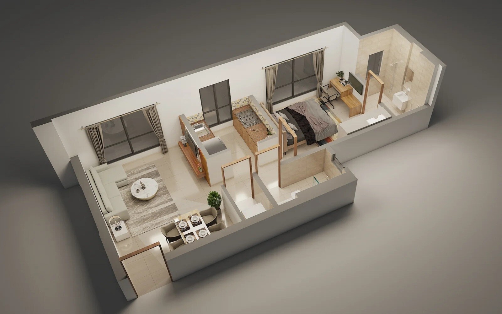 Floor plan of 1 BHK 431 Sq. Ft. Apartment in Anuwrita Euphoria, Mumbai