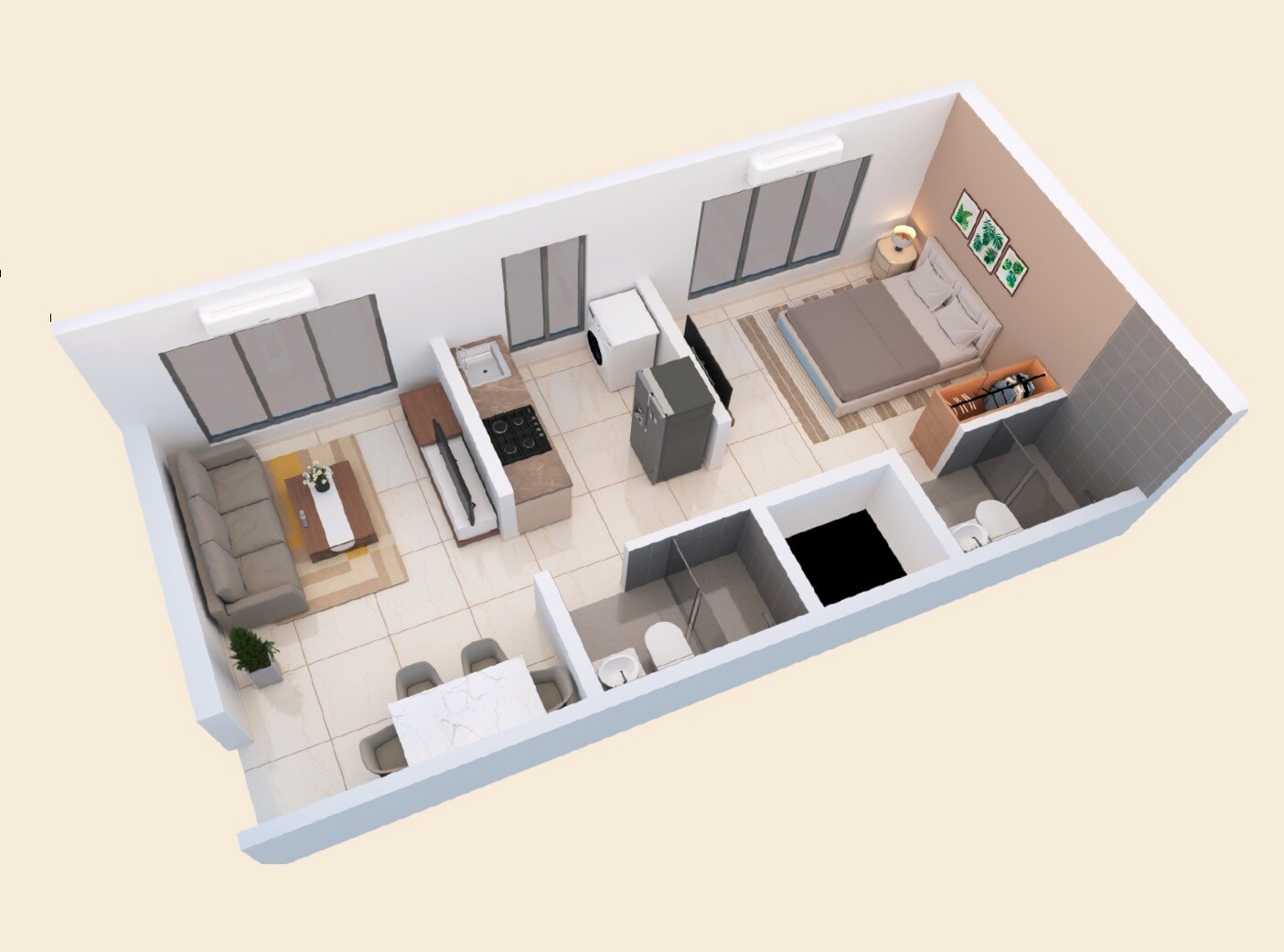 Floor plan of 1 BHK 381 Sq. Ft. Apartment in Apex Green Wood, Mumbai