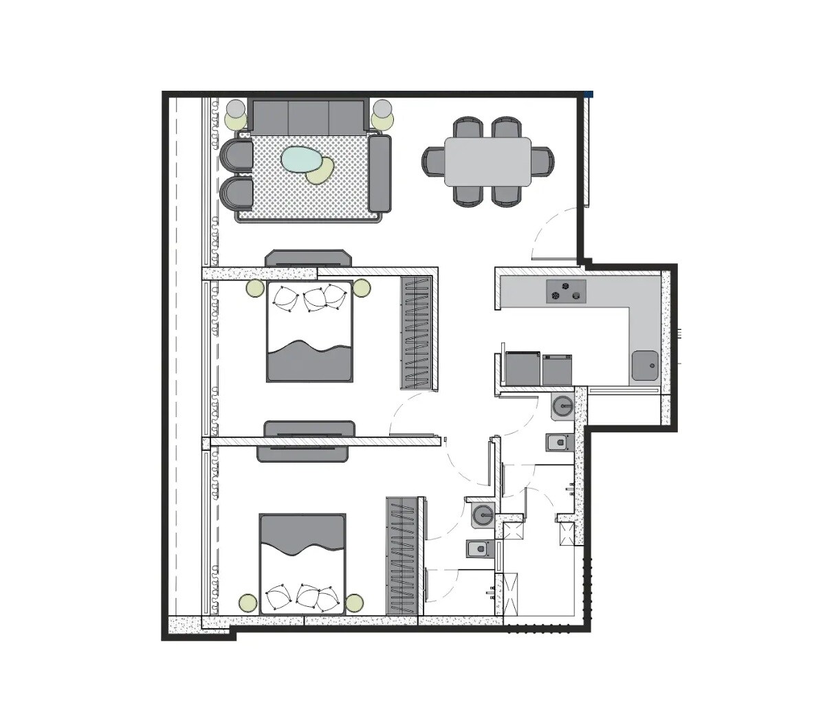 Floor plan of 2 BHK 642 Sq. Ft. Apartment in Aplite Sapphire, Mumbai