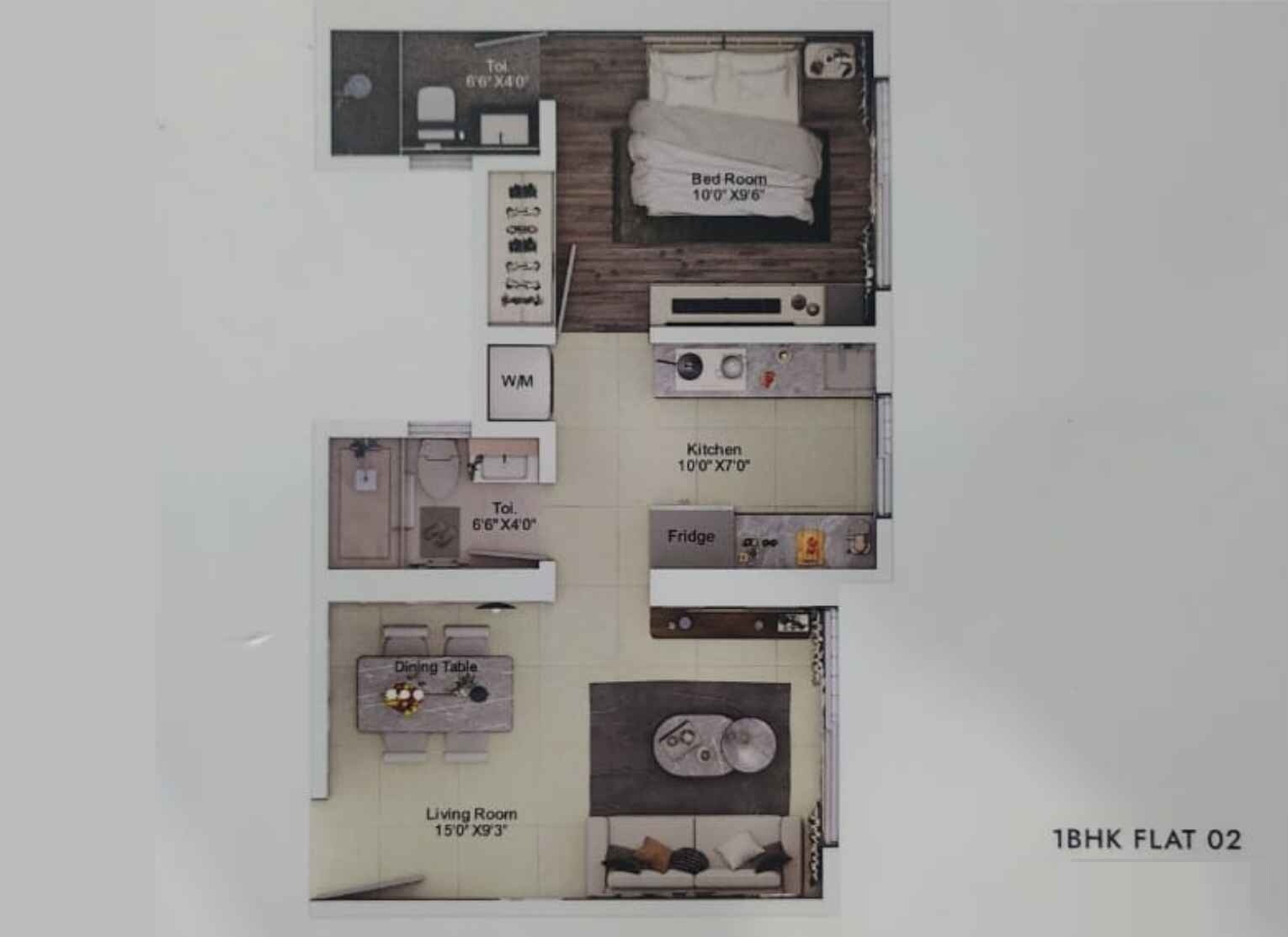 1 BHK 408 Sq. Ft. Apartment