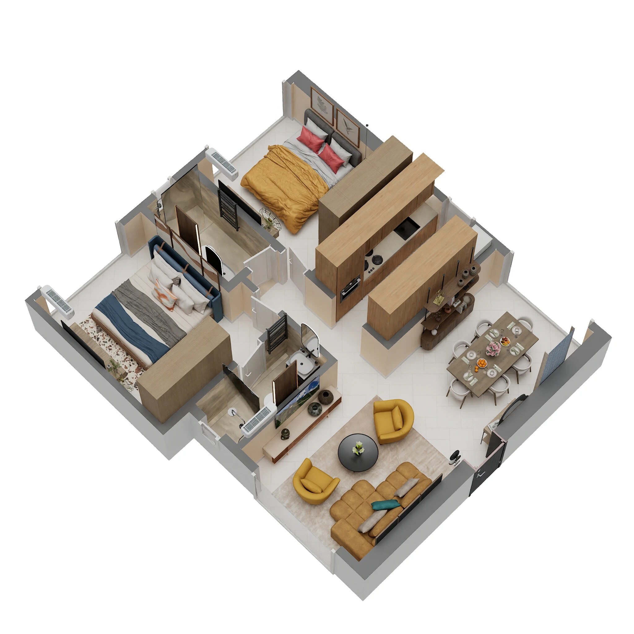 Floor plan of 2 BHK 711 Sq. Ft. Apartment in Apollo Konark Vaayu, Mumbai
