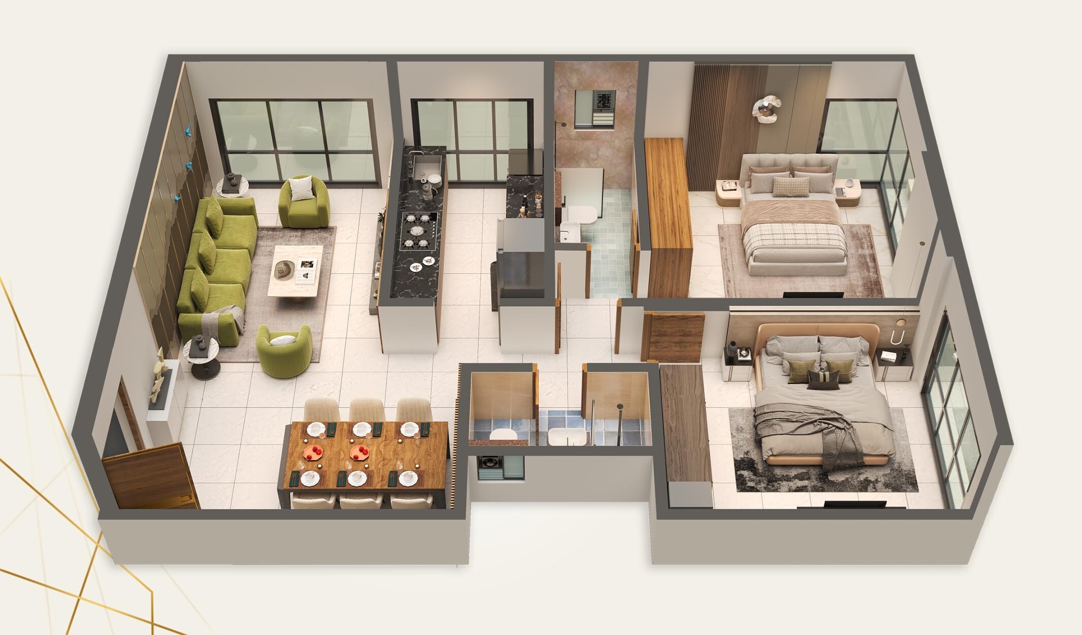 2 BHK 713 Sq. Ft. Apartment