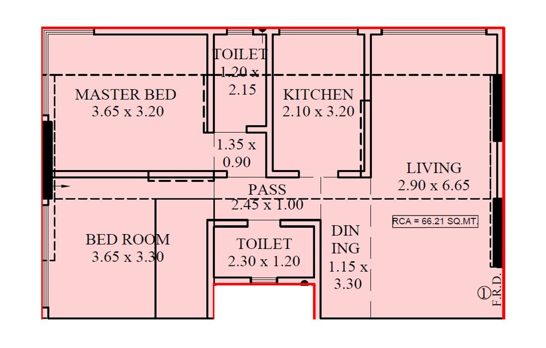 Floor plan of 2 BHK 713 Sq. Ft. Apartment in Apples Heera Residency, Mumbai