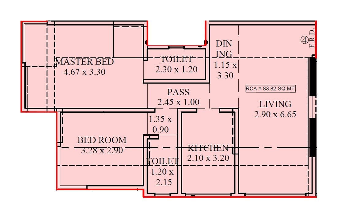 Floor plan of 2 BHK 902 Sq. Ft. Apartment in Apples Heera Residency, Mumbai