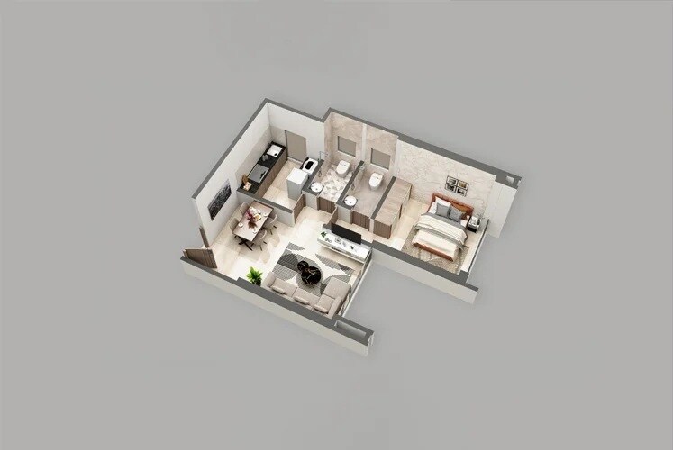 Floor plan of 1 BHK 460 Sq. Ft. Apartment in AR AL Madina CHS, Mumbai