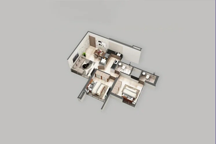 Floor plan of 2 BHK 606 Sq. Ft. Apartment in AR AL Madina CHS, Mumbai