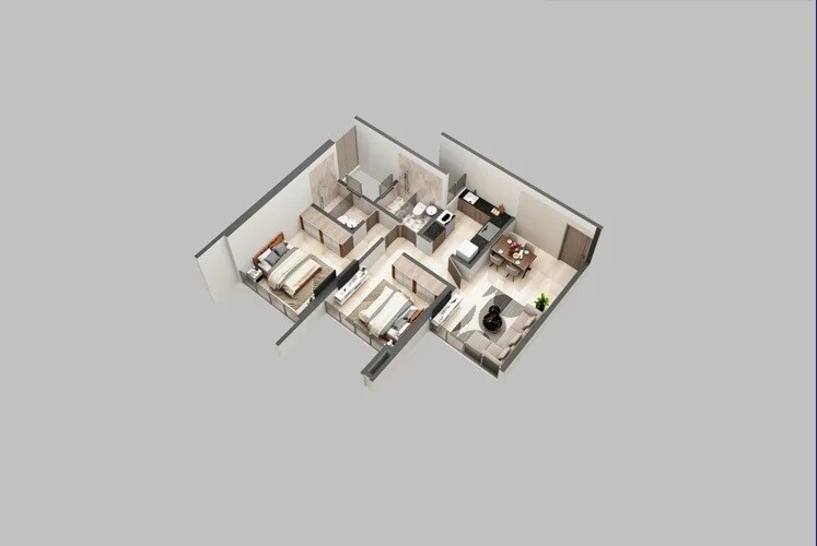 Floor plan of 2 BHK 616 Sq. Ft. Apartment in AR AL Madina CHS, Mumbai