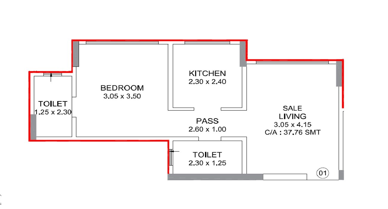 1 BHK 406 Sq. Ft. Apartment