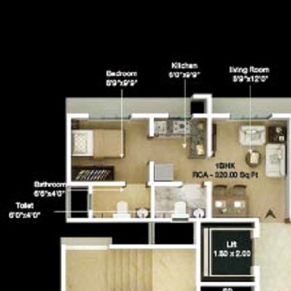 Floor plan of 1 BHK 320 Sq. Ft. Apartment in Ariha Signature, Mumbai