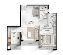 Floor plan of 1 BHK 500 Sq. Ft. Apartment in Arihant Amara Sky, Mumbai