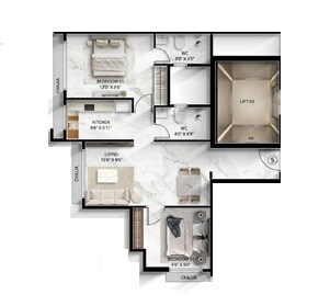 2 BHK 630 Sq. Ft. Apartment