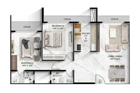 2 BHK 720 Sq. Ft. Apartment