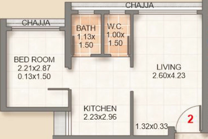 Floor plan of 1 BHK 300 Sq. Ft. Apartment in Arihant Shankheshwar Heights, Mumbai