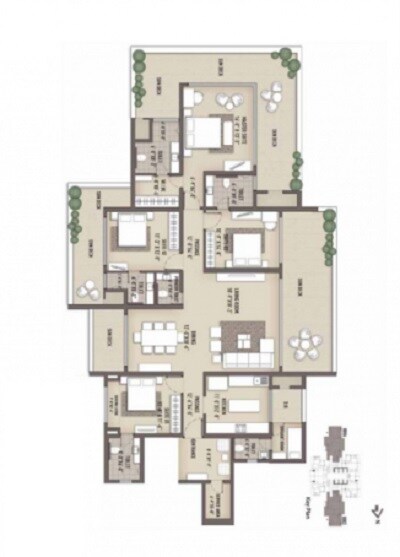 Floor plan of 4 BHK 1800 Sq. Ft. Apartment in Ariisto Sommet, Mumbai