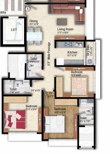 arkade adornia apartment 3bhk 802sqft 1