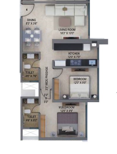 2 BHK 677 Sq. Ft. Apartment in Arkade Earth Fern