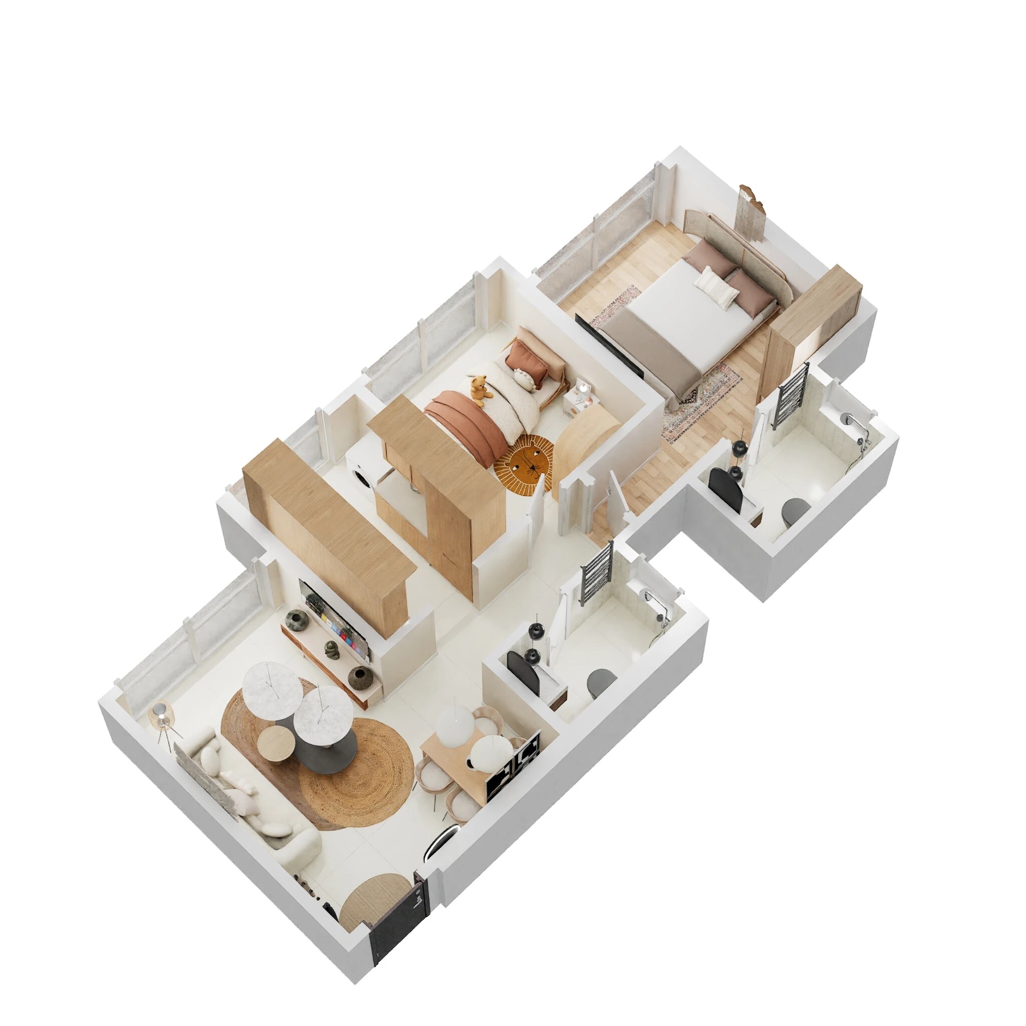 Floor plan of 2 BHK 587 Sq. Ft. Apartment in Arkade Rare, Mumbai