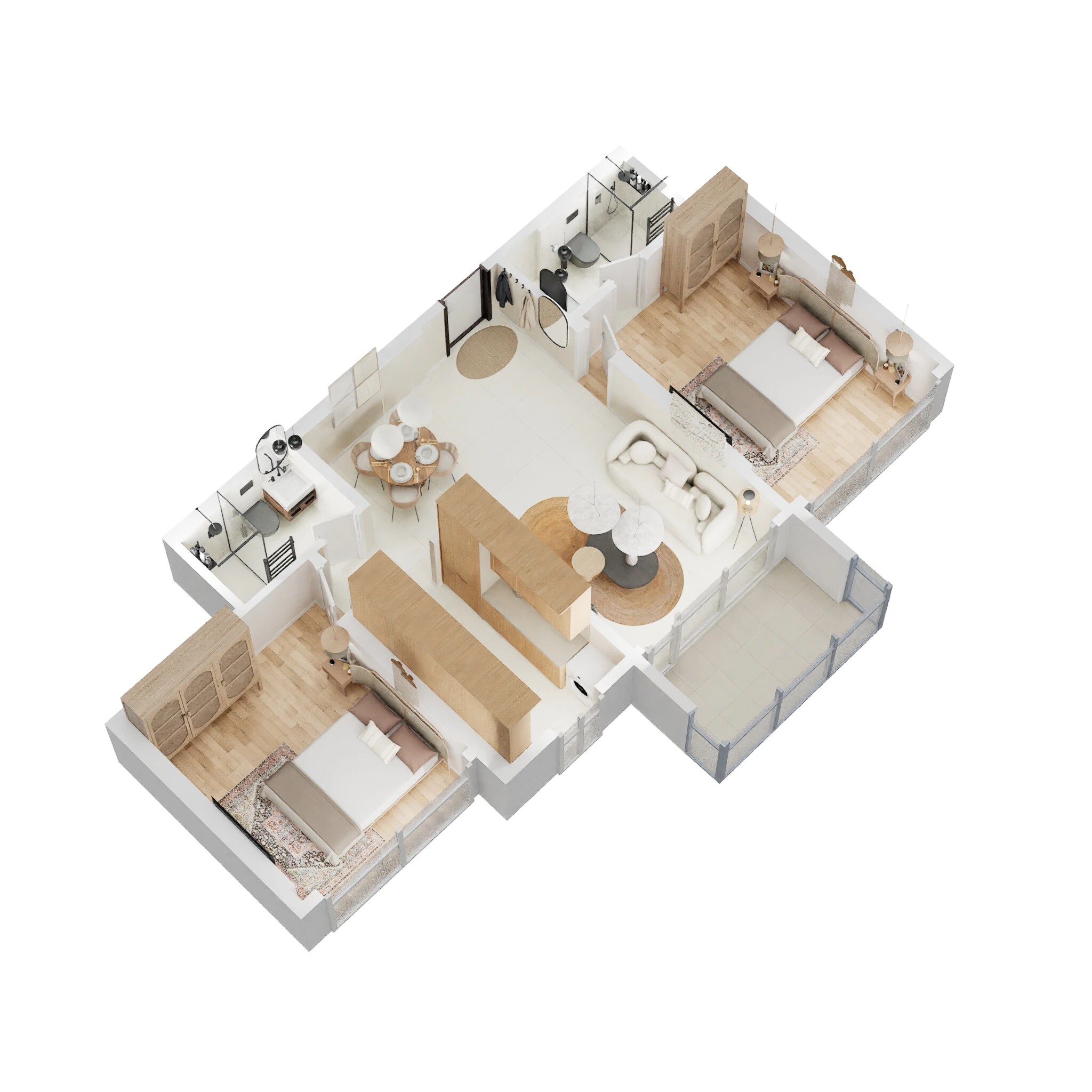 Floor plan of 2 BHK 734 Sq. Ft. Apartment in Arkade Rare, Mumbai
