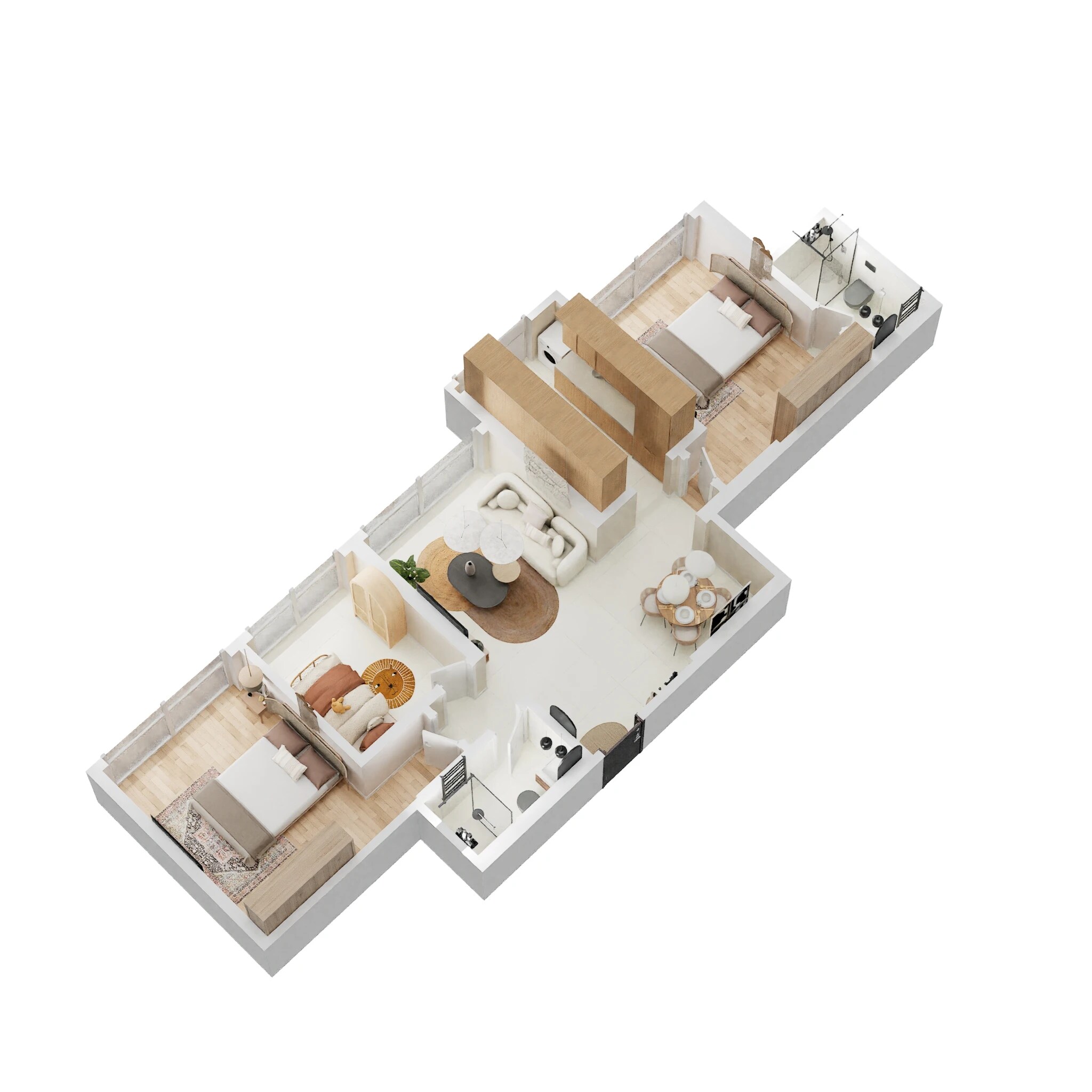 Floor plan of 3 BHK 803 Sq. Ft. Apartment in Arkade Rare, Mumbai