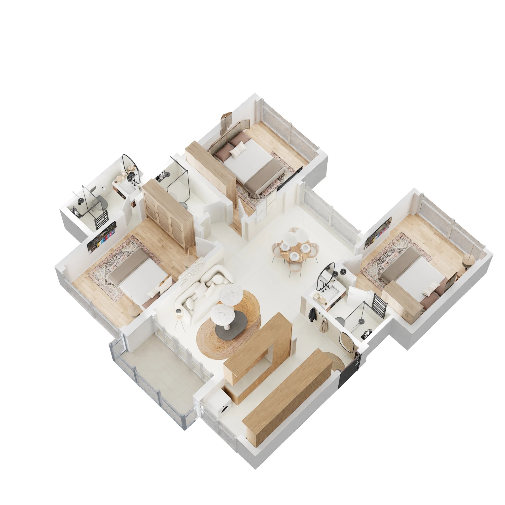 Floor plan of 3 BHK 912 Sq. Ft. Apartment in Arkade Rare, Mumbai