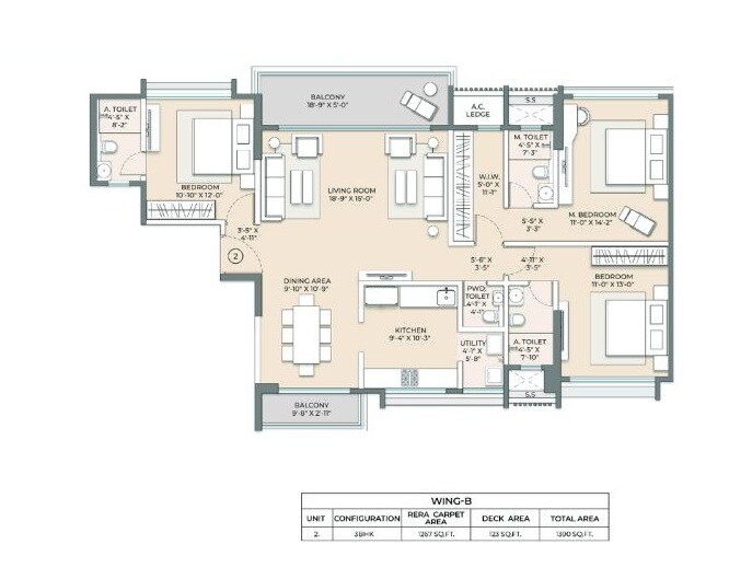3 BHK 1390 Sq. Ft. Apartment