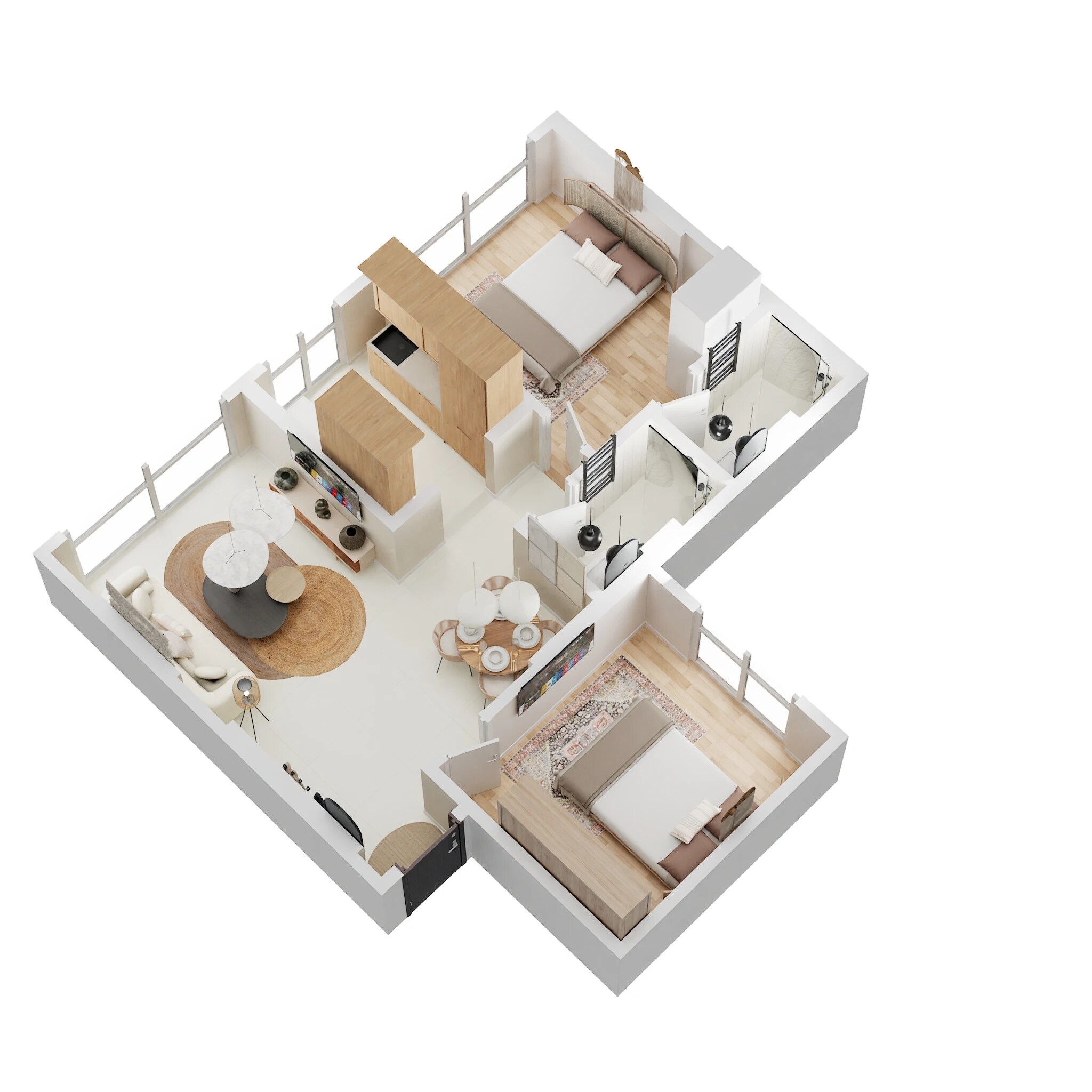 Floor plan of 2 BHK 644 Sq. Ft. Apartment in Arkade Views, Mumbai