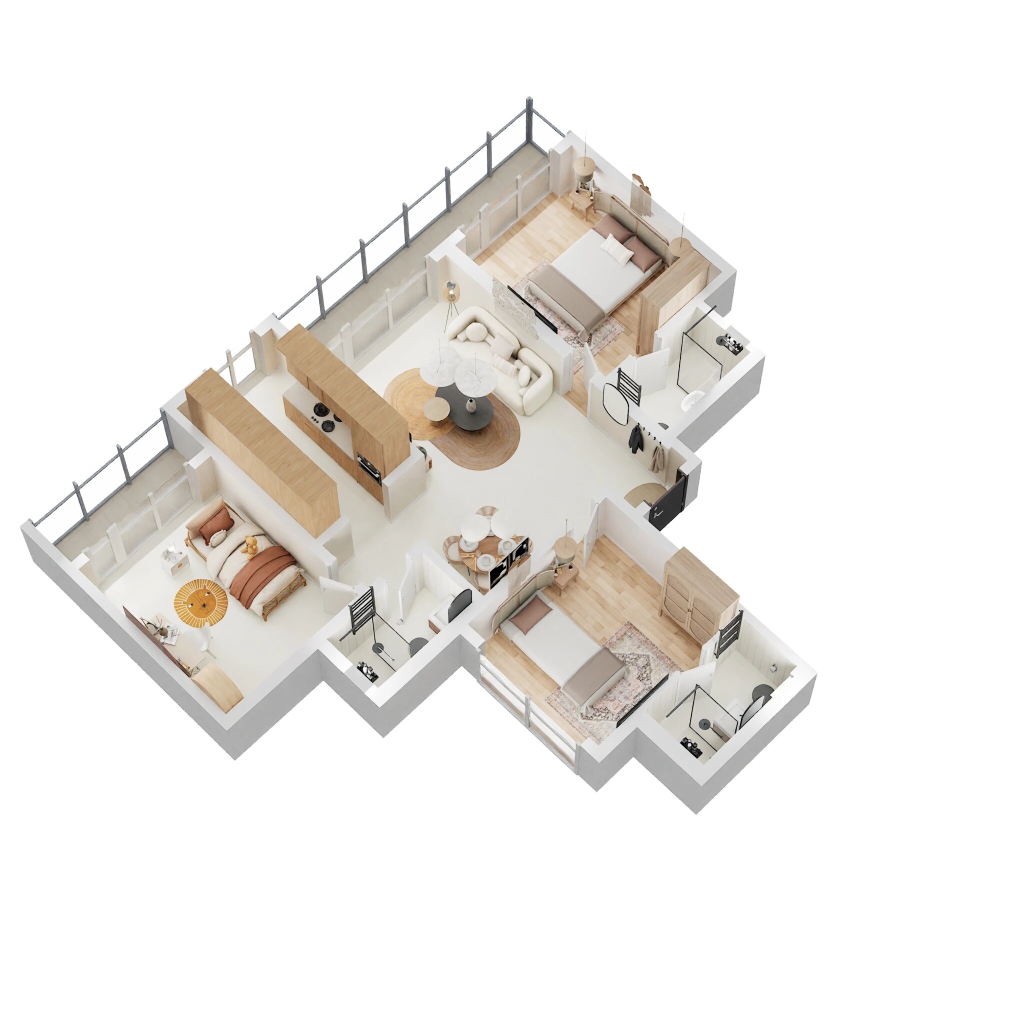 Floor plan of 3 BHK 963 Sq. Ft. Apartment in Arkade Views, Mumbai