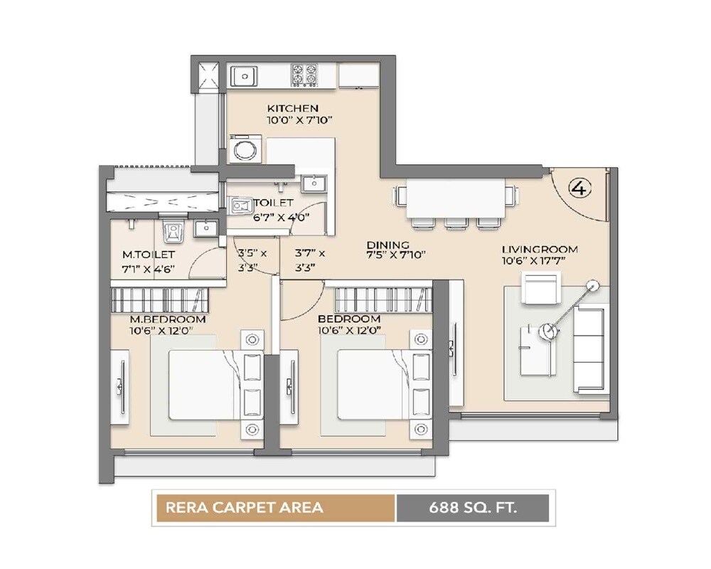 Other, arkade-vistas 2 Bedroom 688 Sq.Ft. Apartment In Goregaon East Mumbai 9070034