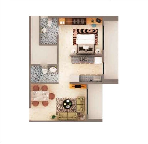 Floor plan of 1 BHK Apartment - 438 sq. ft. in Ary Umar Park, Mumbai