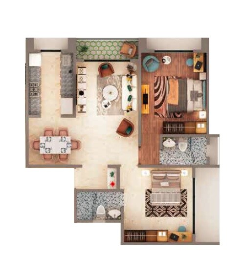 2 BHK 603 Sq. Ft. Apartment