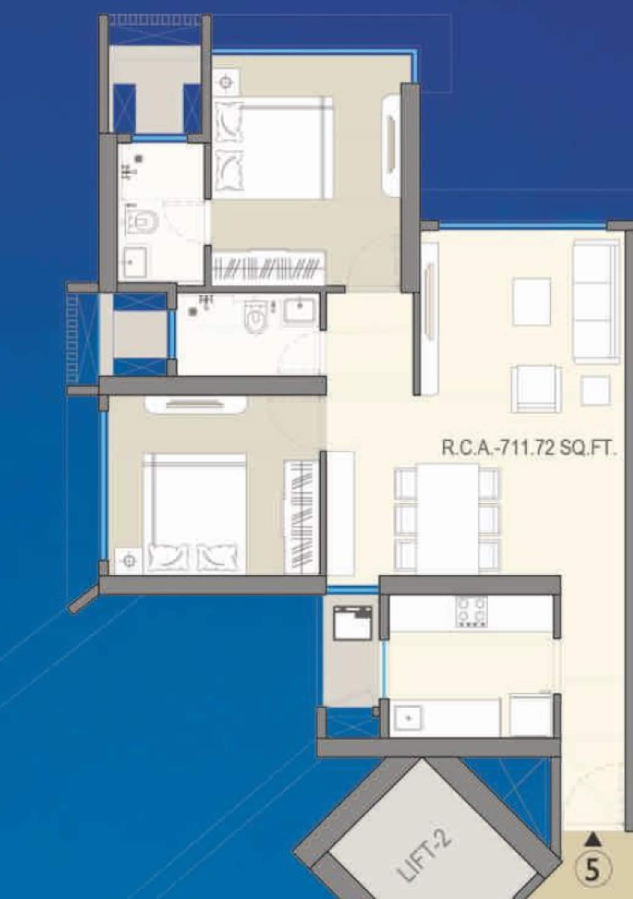 2 BHK 712 Sq. Ft. Apartment in Ashapura F Residences