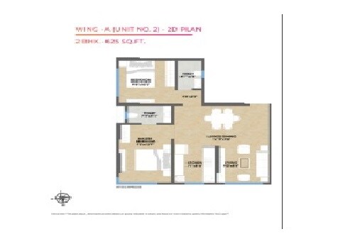 Floor plan of 2 BHK 625 Sq. Ft. Apartment in Ashapura Rang Rekha, Mumbai