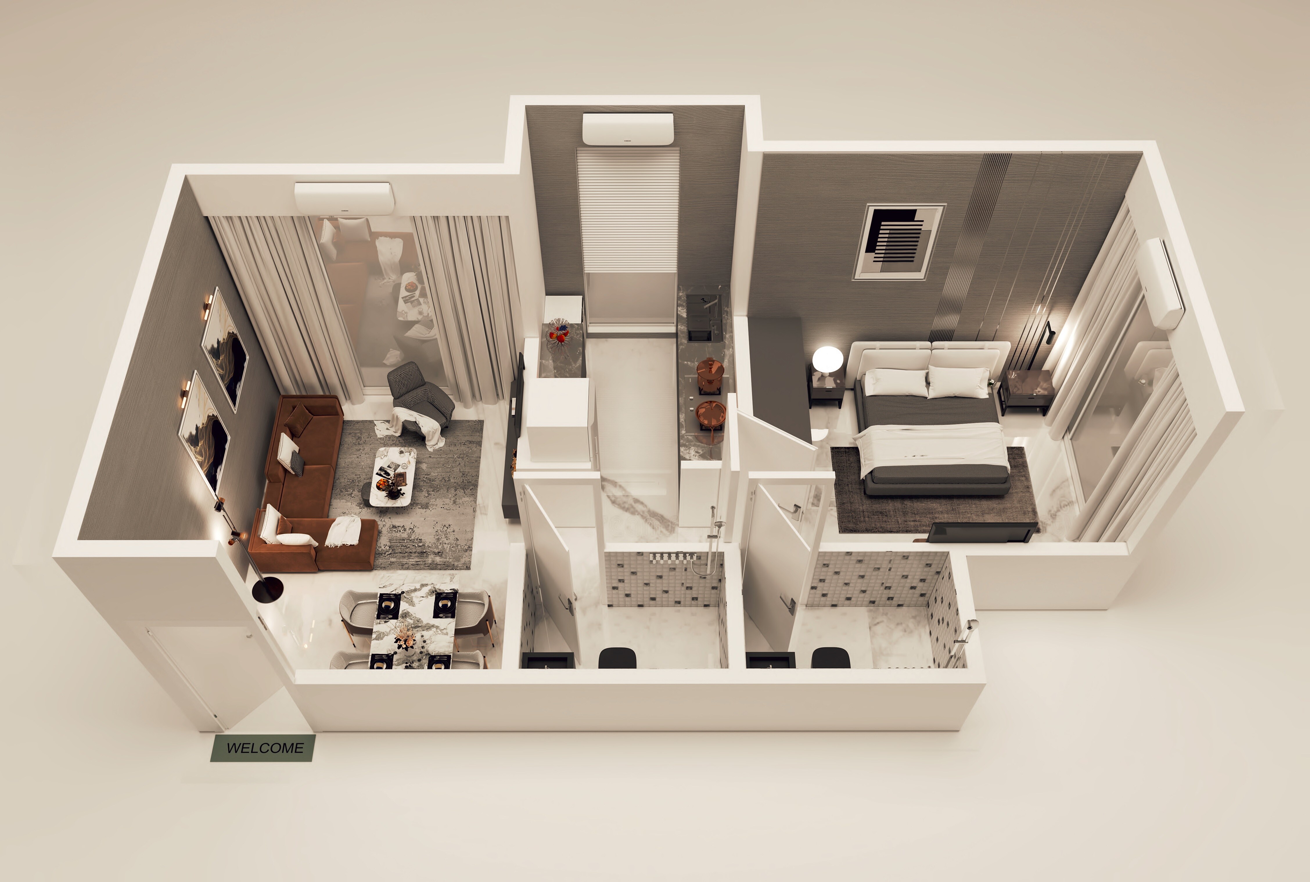 Floor plan of 1 BHK 406 Sq. Ft. Apartment in Ashapura The Rising 58, Mumbai