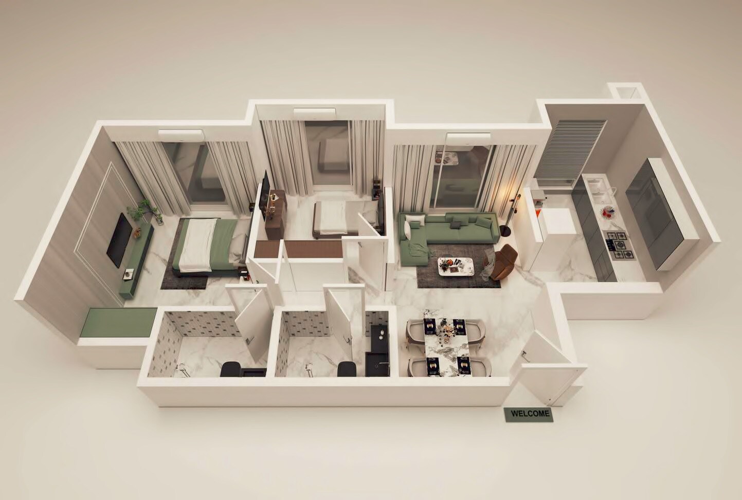 Floor plan of 2 BHK 479 Sq. Ft. Apartment in Ashapura The Rising 58, Mumbai