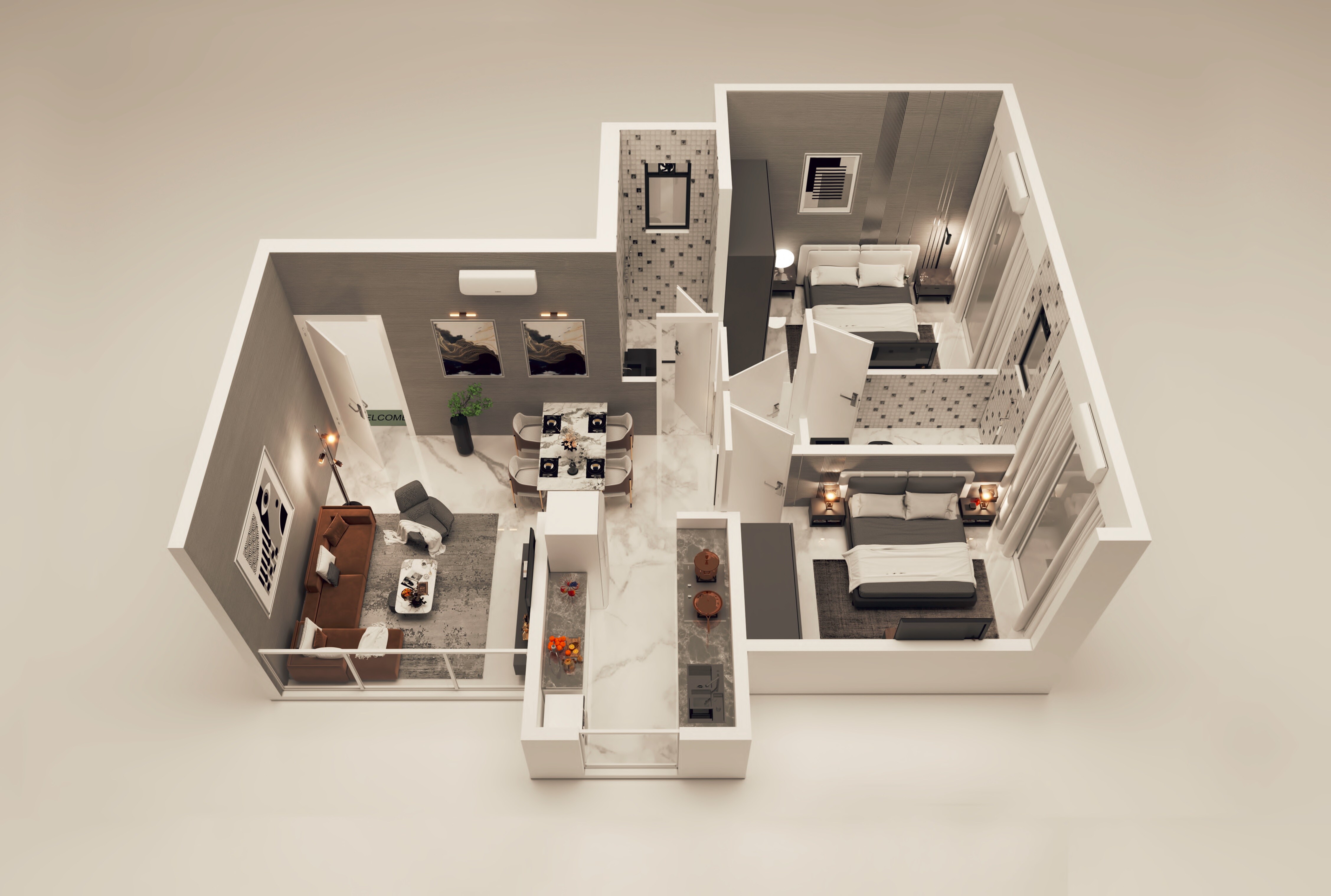 Floor plan of 2 BHK 552 Sq. Ft. Apartment in Ashapura The Rising 58, Mumbai
