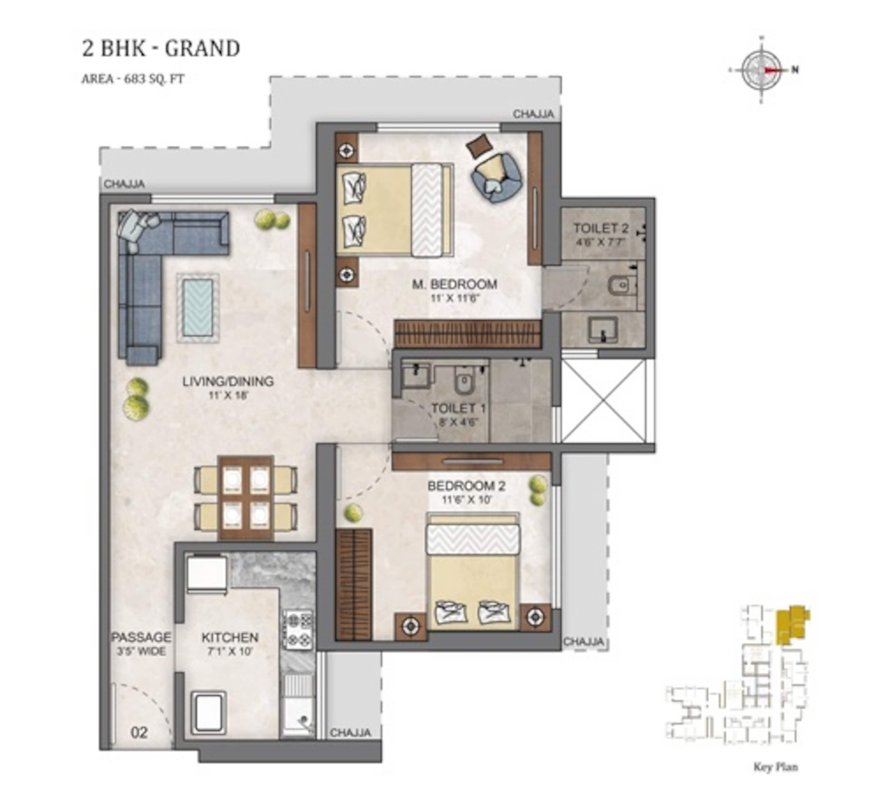 ashar maple birch apartment 2bhk 683sqft51