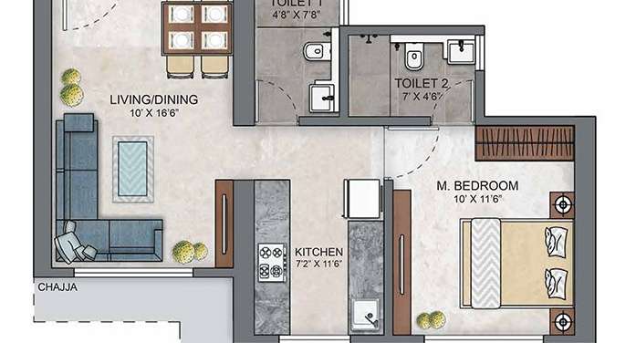 ashar maple heights apartment 1 bhk 421sqft 20214116154121