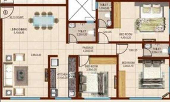 ashirwad queens square apartment 3 bhk 854sqft 20215515165531