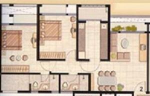 Floor plan of 2 BHK 1100 Sq. Ft. Apartment in Ashish Garden Estate, Mumbai