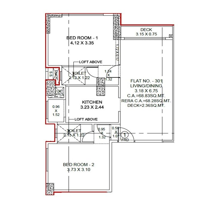 2 BHK 760 Sq. Ft. Apartment
