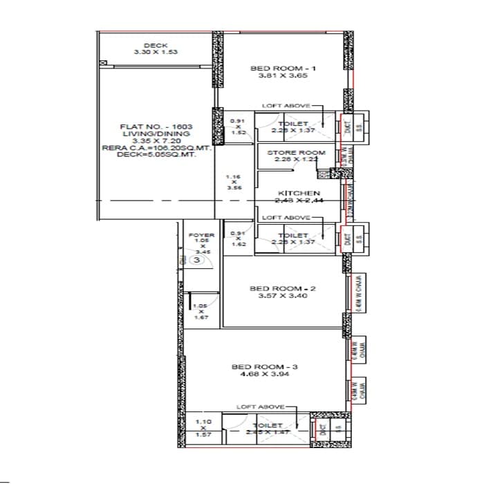 3 BHK 1197 Sq. Ft. Apartment