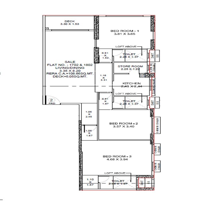 3 BHK 1217 Sq. Ft. Apartment