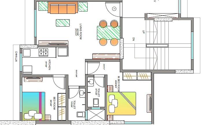 Floor plan of 2 BHK 588 Sq. Ft. Apartment in Asmi Garden, Mumbai